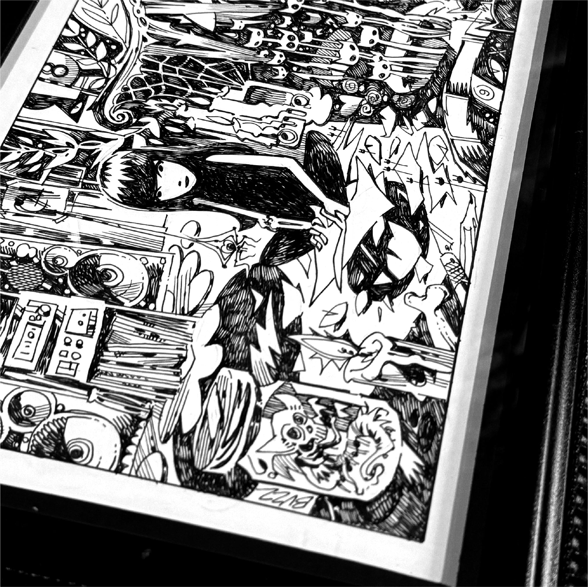 The Scavenger Hunt Emily the Strange Original Ink Drawing