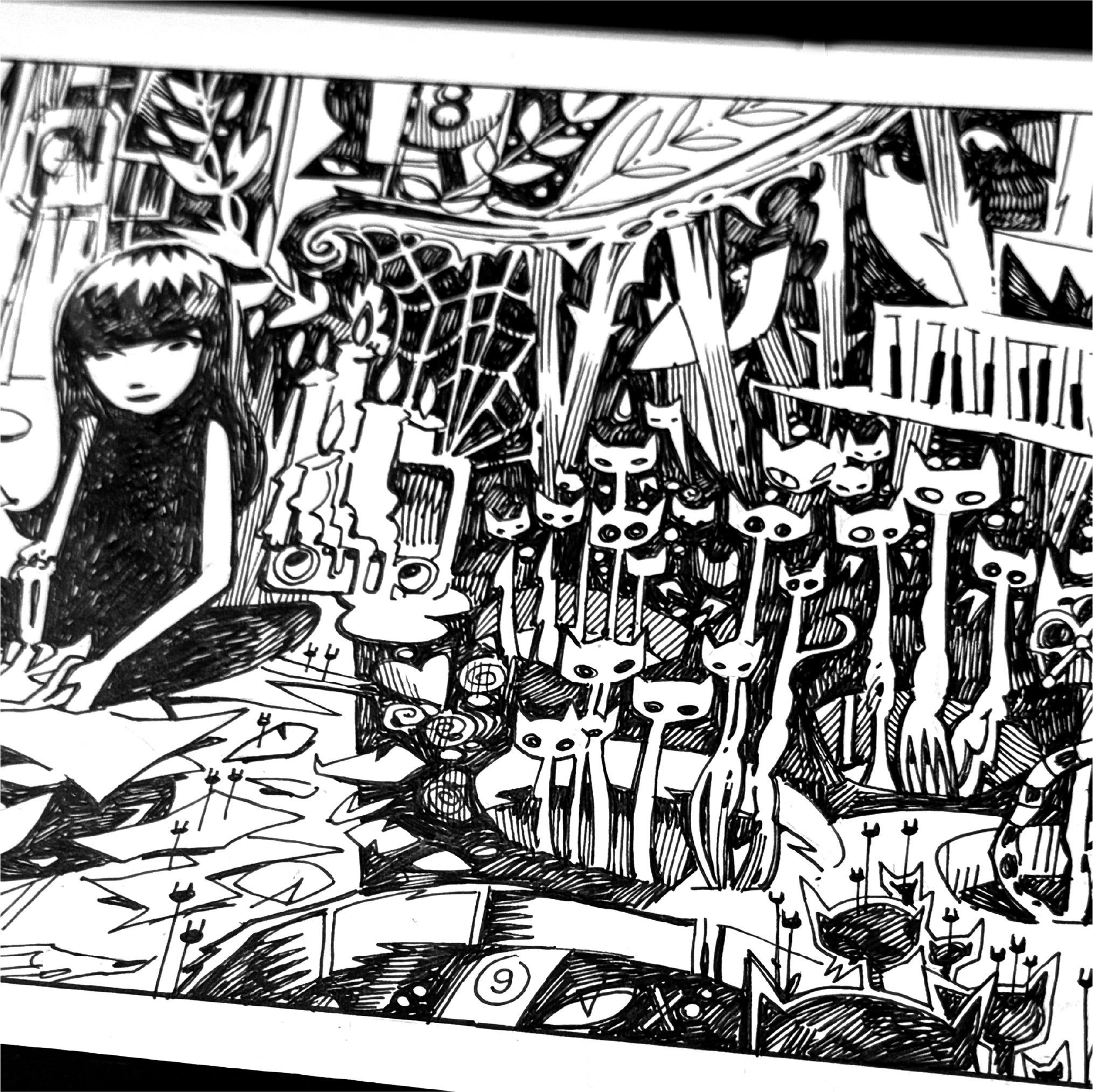 The Scavenger Hunt Emily the Strange Original Ink Drawing