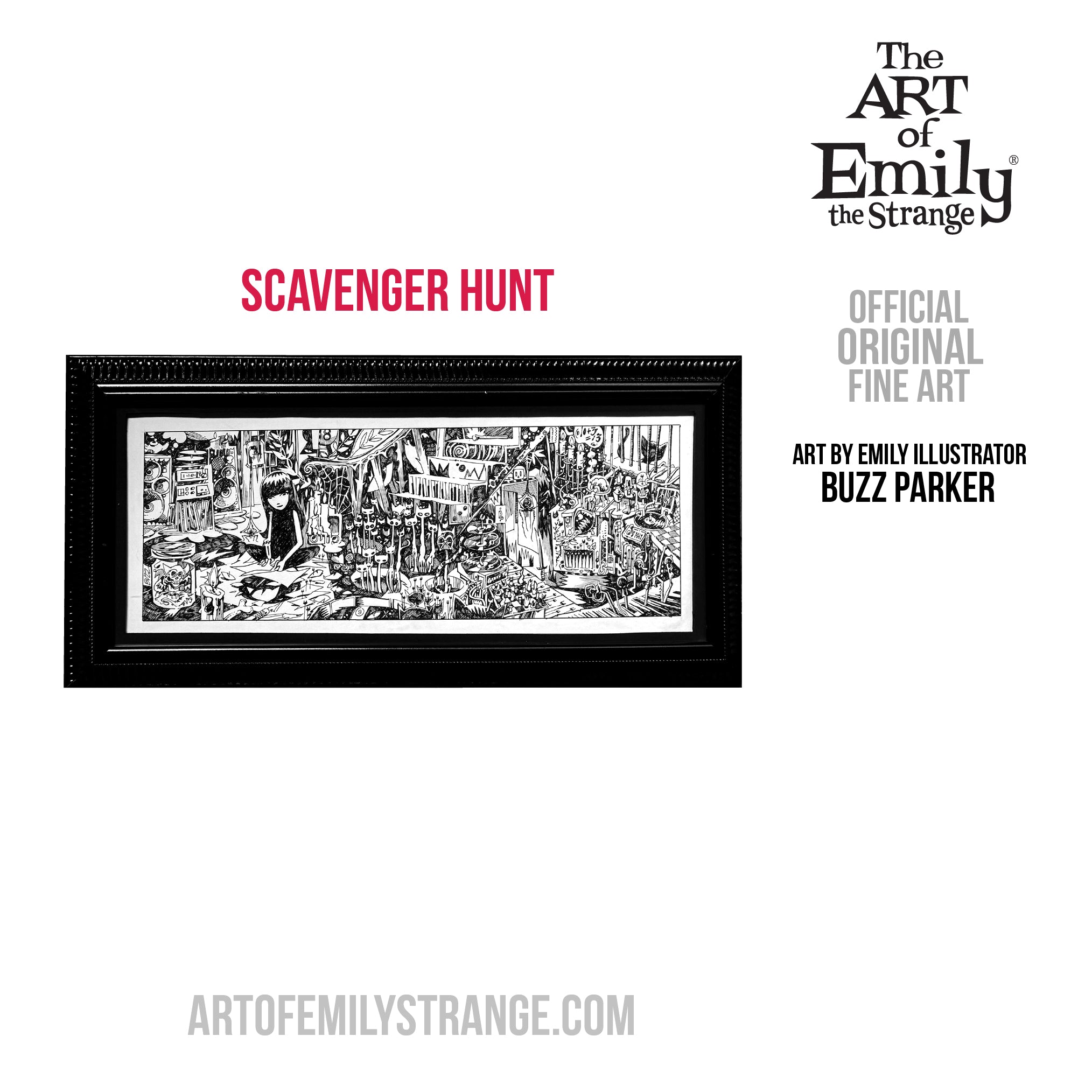 The Scavenger Hunt Emily the Strange Original Ink Drawing