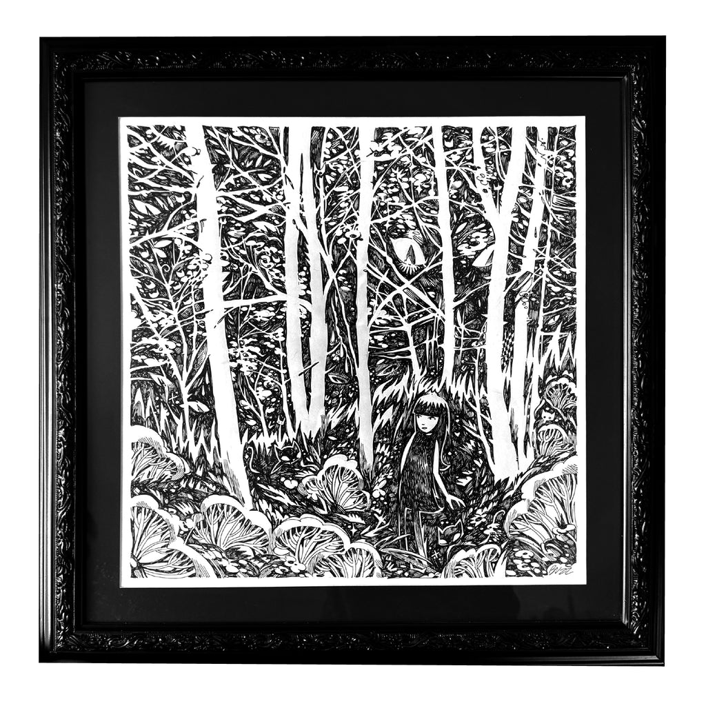 Lost In The Forest Emily the Strange Original Ink Drawing