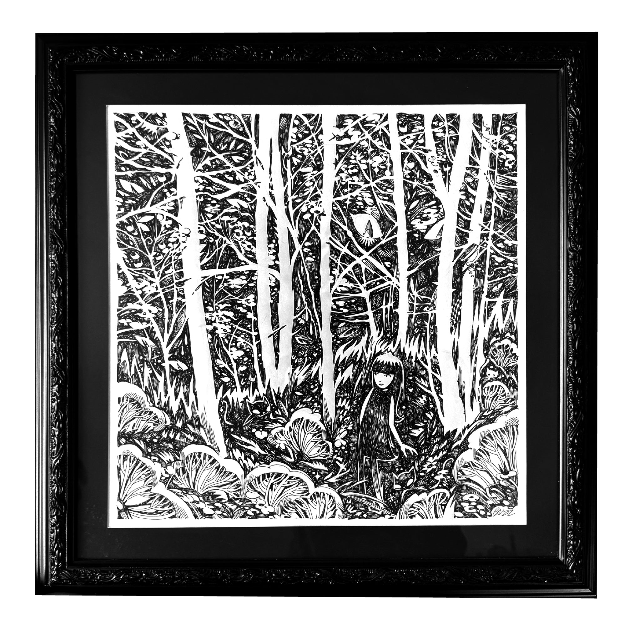 Lost In The Forest Emily the Strange Original Ink Drawing