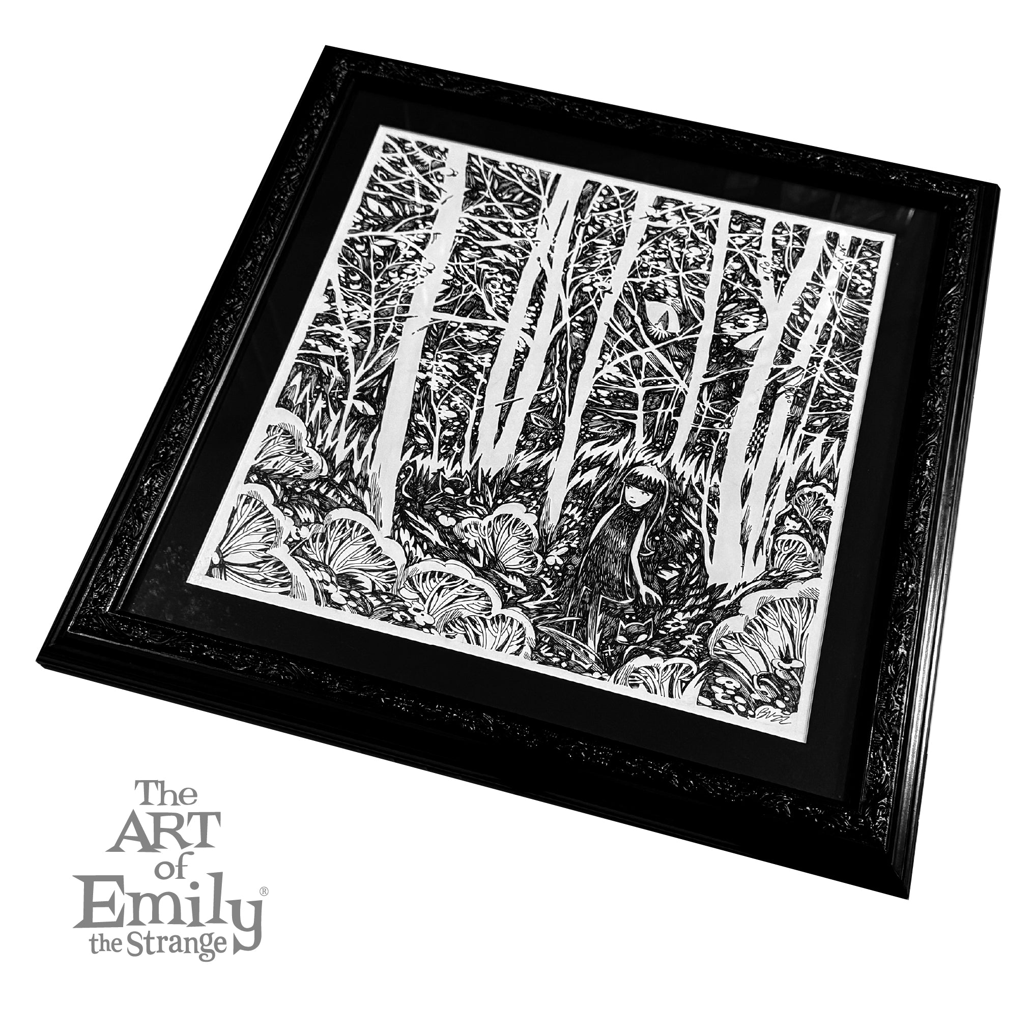 Lost In The Forest Emily the Strange Original Ink Drawing