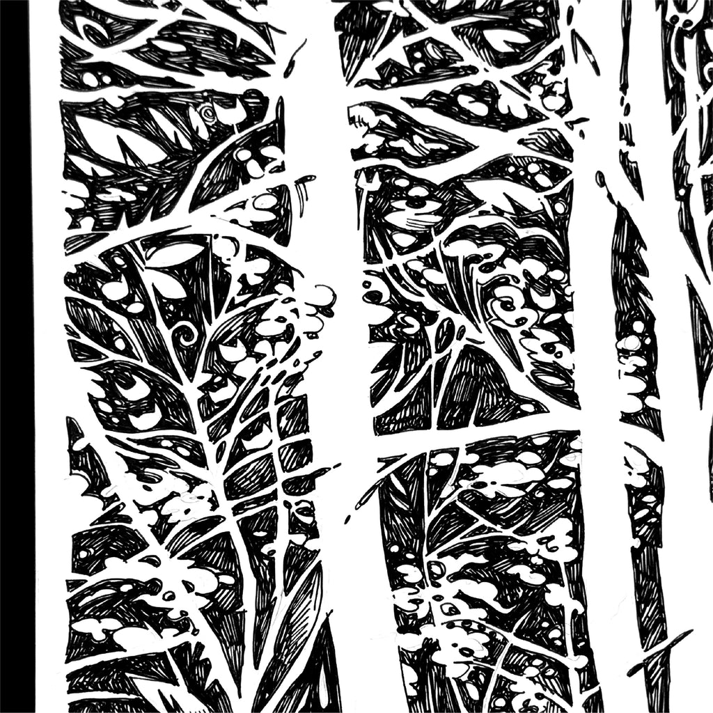 Lost In The Forest Emily the Strange Original Ink Drawing