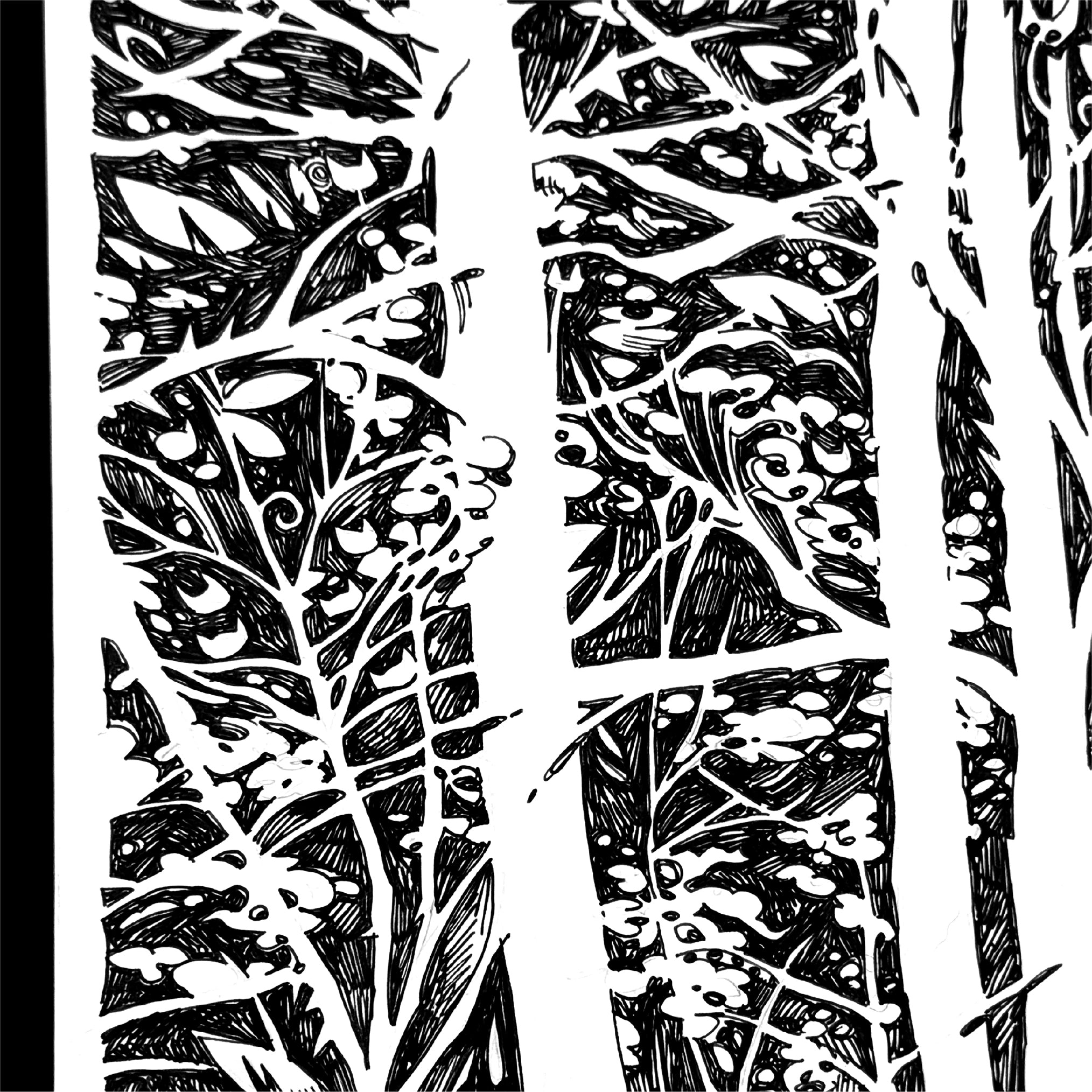 Lost In The Forest Emily the Strange Original Ink Drawing