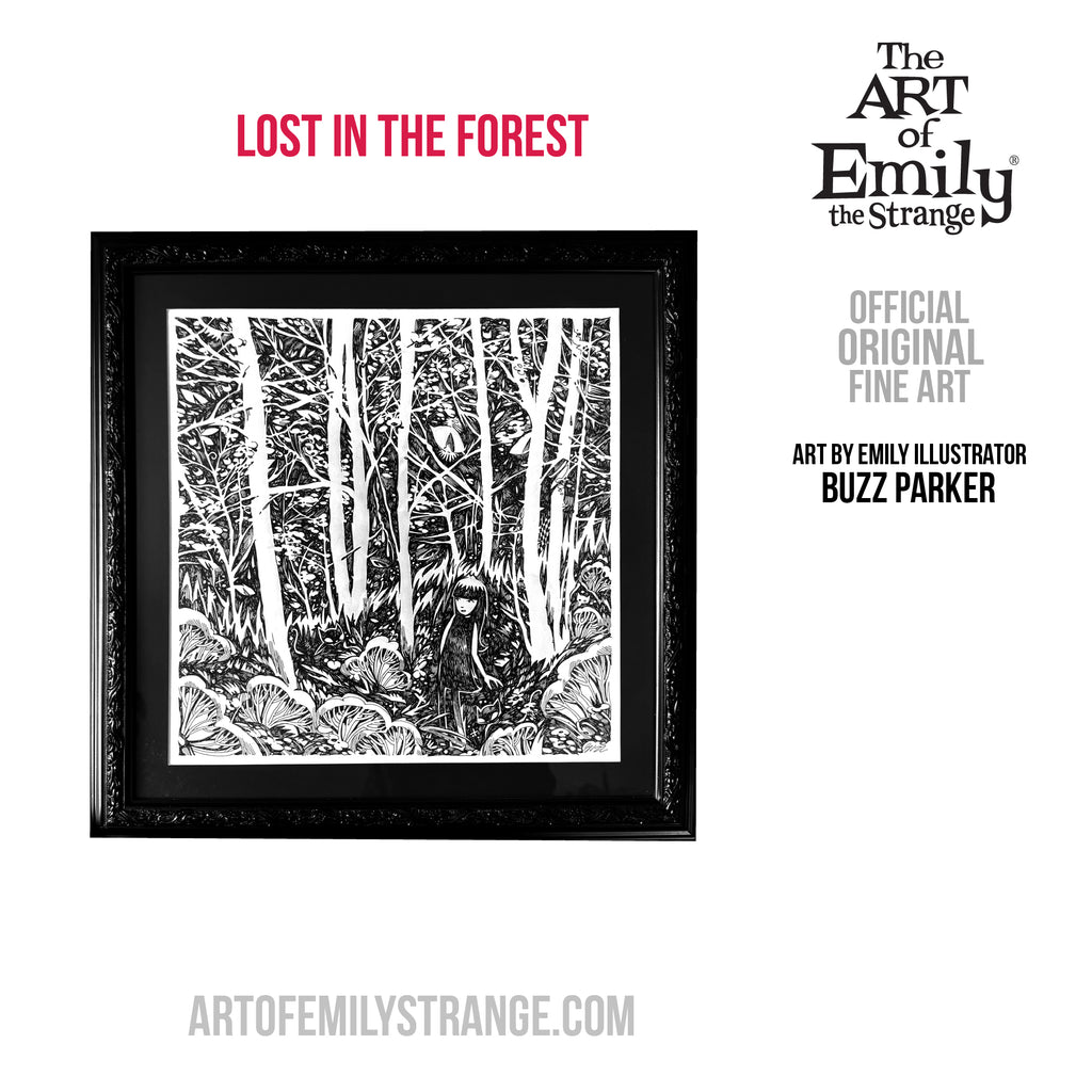 Lost In The Forest Emily the Strange Original Ink Drawing