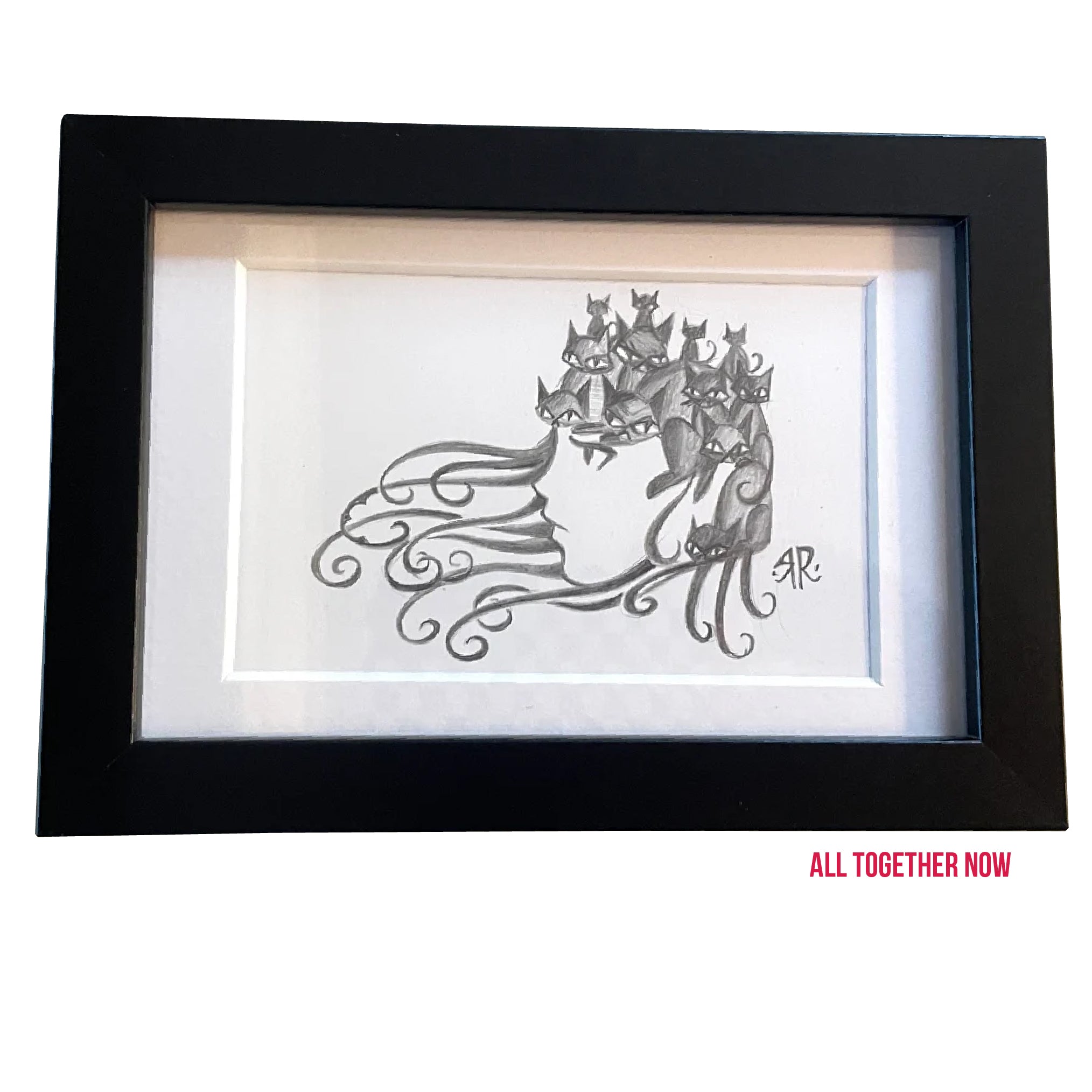 All Together Now Emily the Strange Original Pencil Drawing