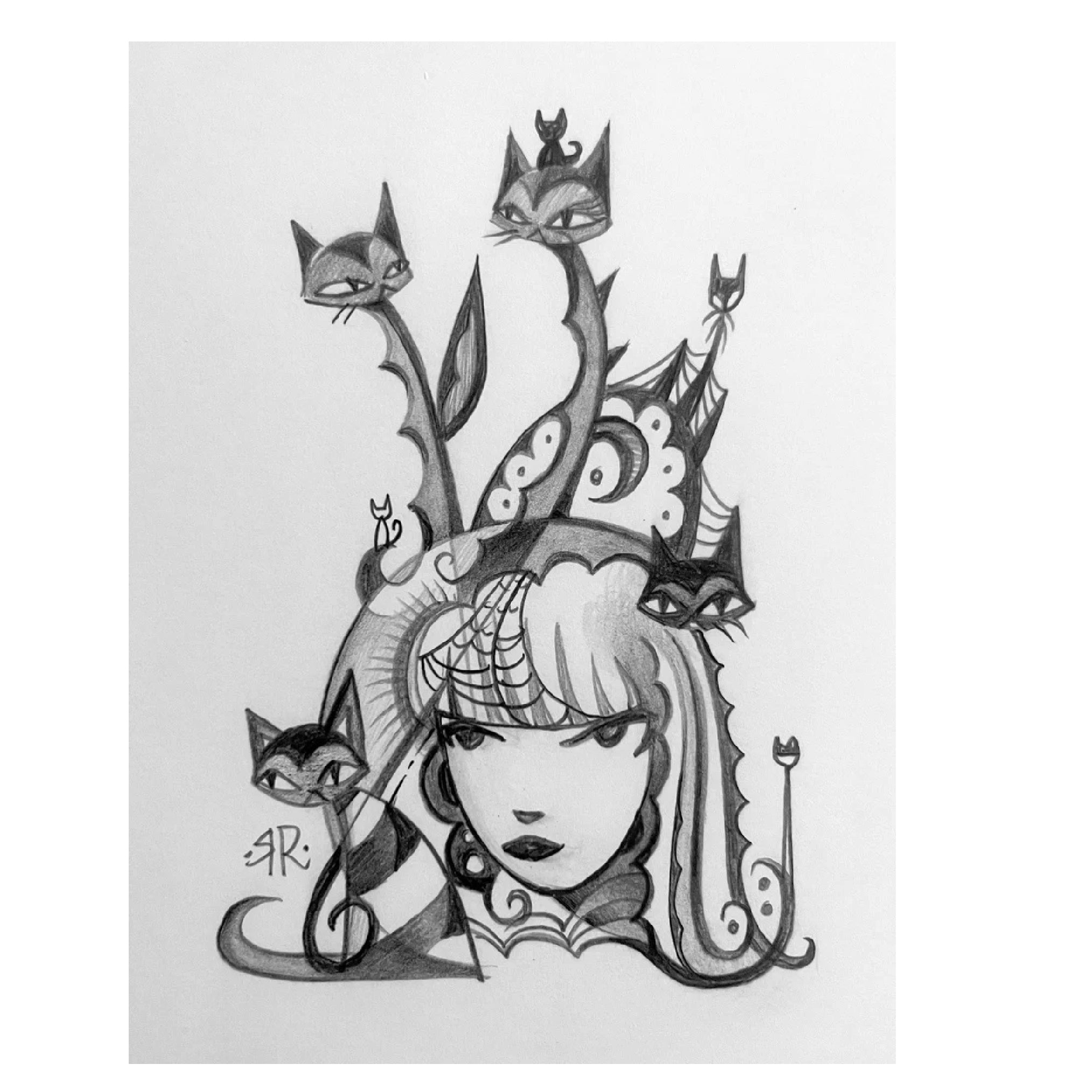 Strangest Of All Emily the Strange Original Pencil Drawing