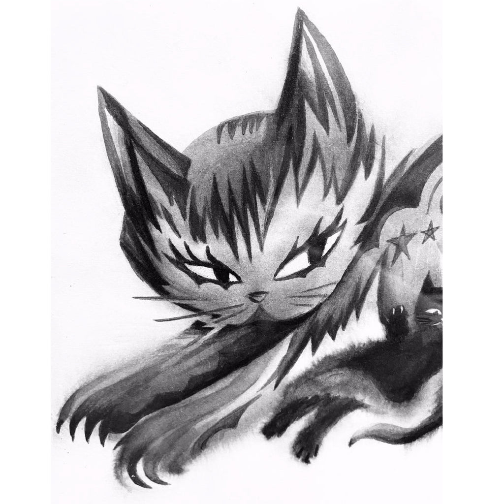 All Fed Up Emily the Strange Original Pencil Drawing