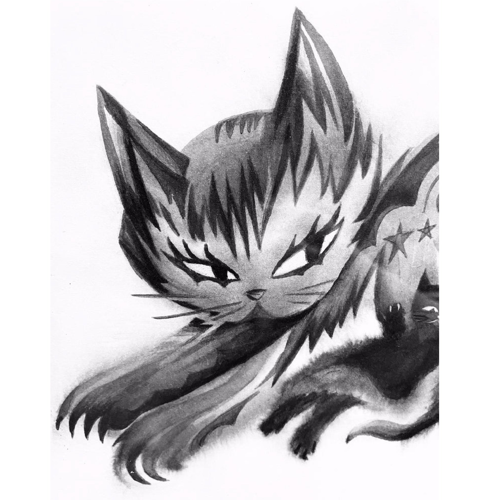 All Fed Up Emily the Strange Original Pencil Drawing