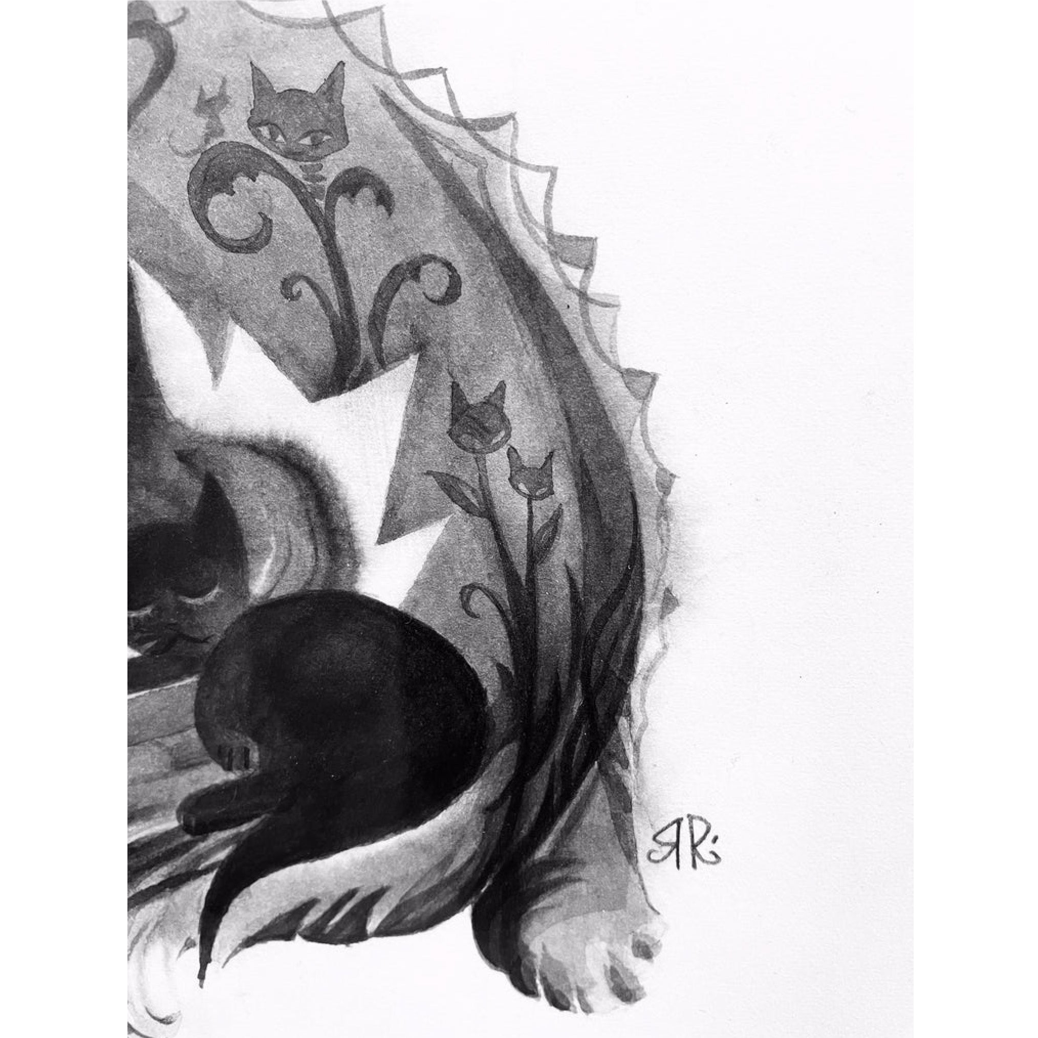 All Fed Up Emily the Strange Original Pencil Drawing