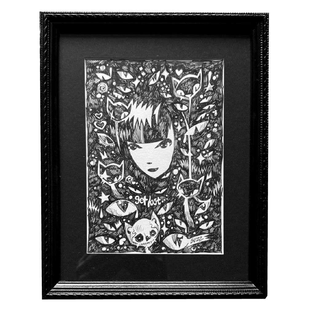 See In The Dark 9x11 Emily the Strange Original Ink Drawing