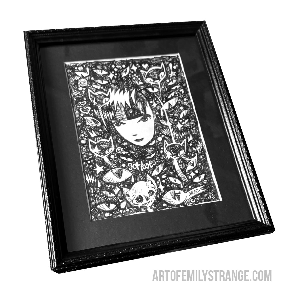See In The Dark 9x11 Emily the Strange Original Ink Drawing
