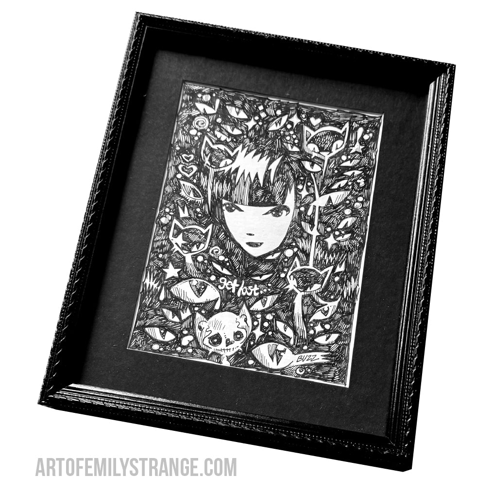 See In The Dark 9x11 Emily the Strange Original Ink Drawing
