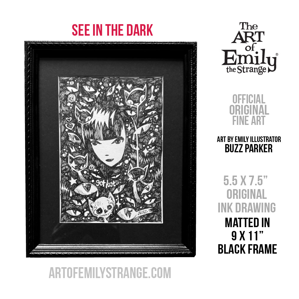 See In The Dark 9x11 Emily the Strange Original Ink Drawing
