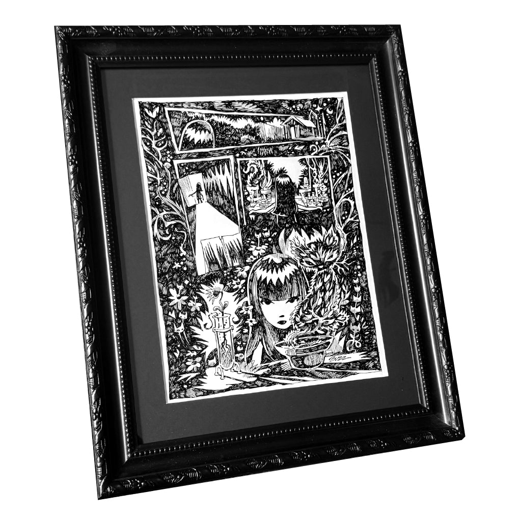 Secret Garden 8x10 Emily the Strange Original Ink Drawing