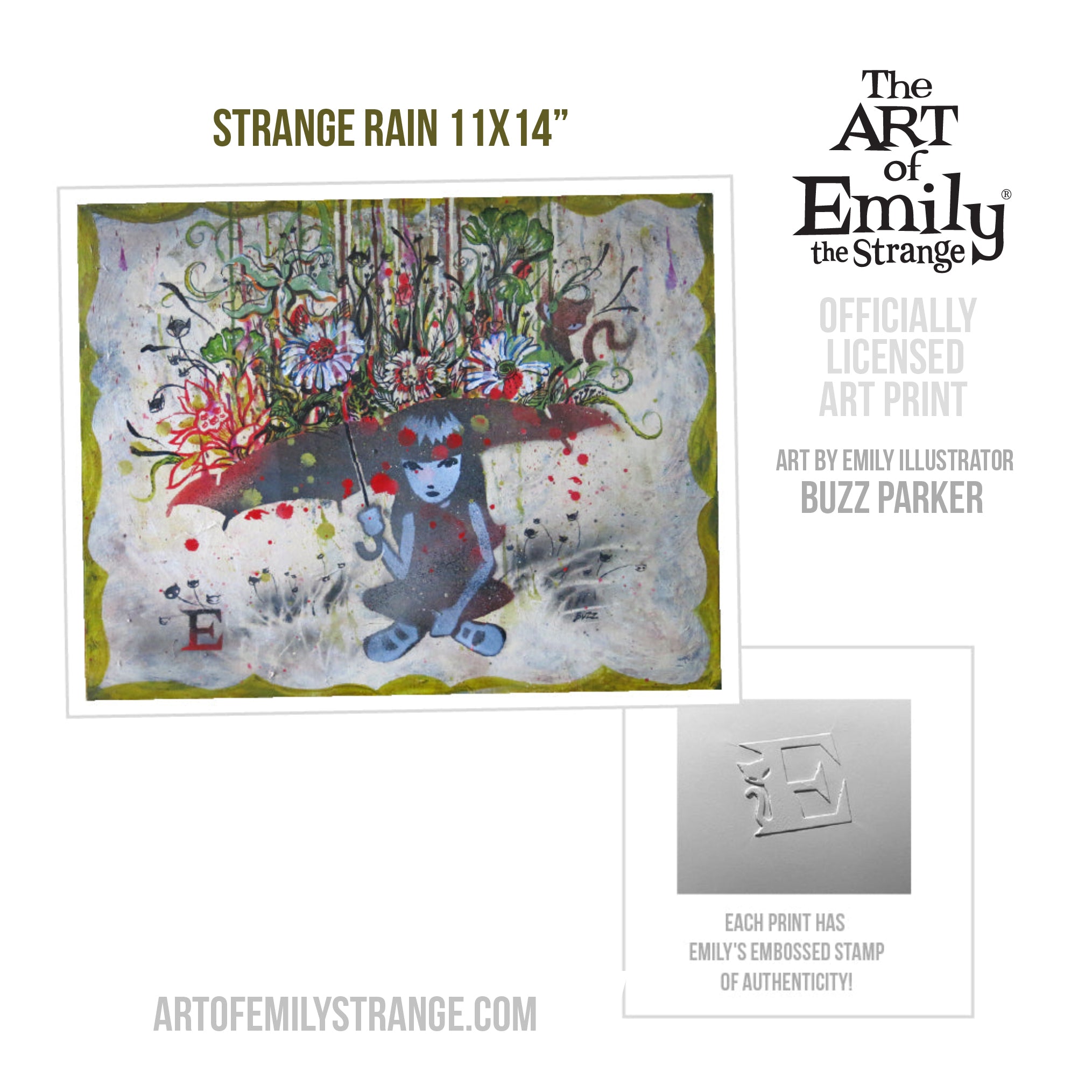Strange Rain Emily The Strange Art Print Framed or Unframed