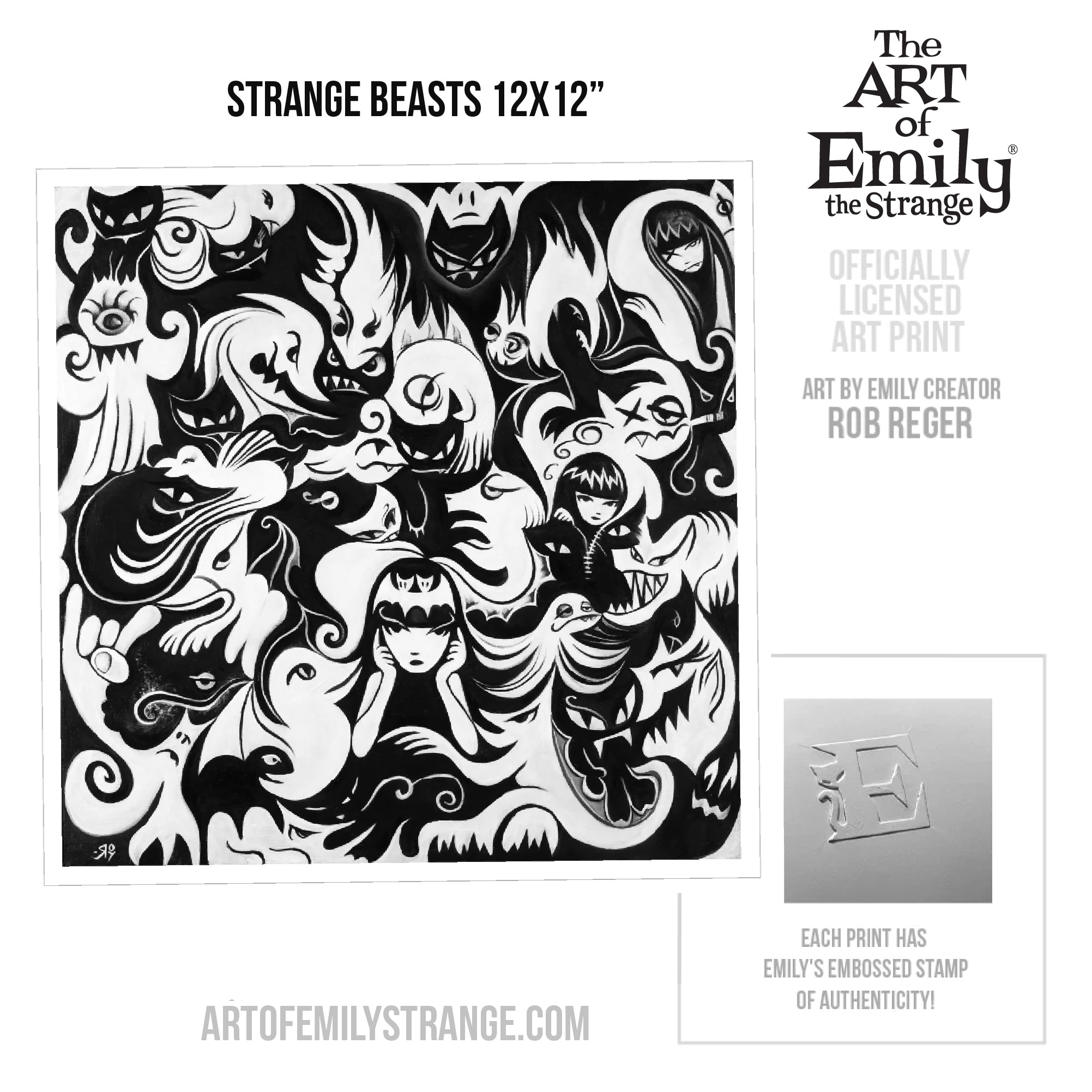 Strange Beasts 12X12 Emily The Strange Art Print Framed or Unframed