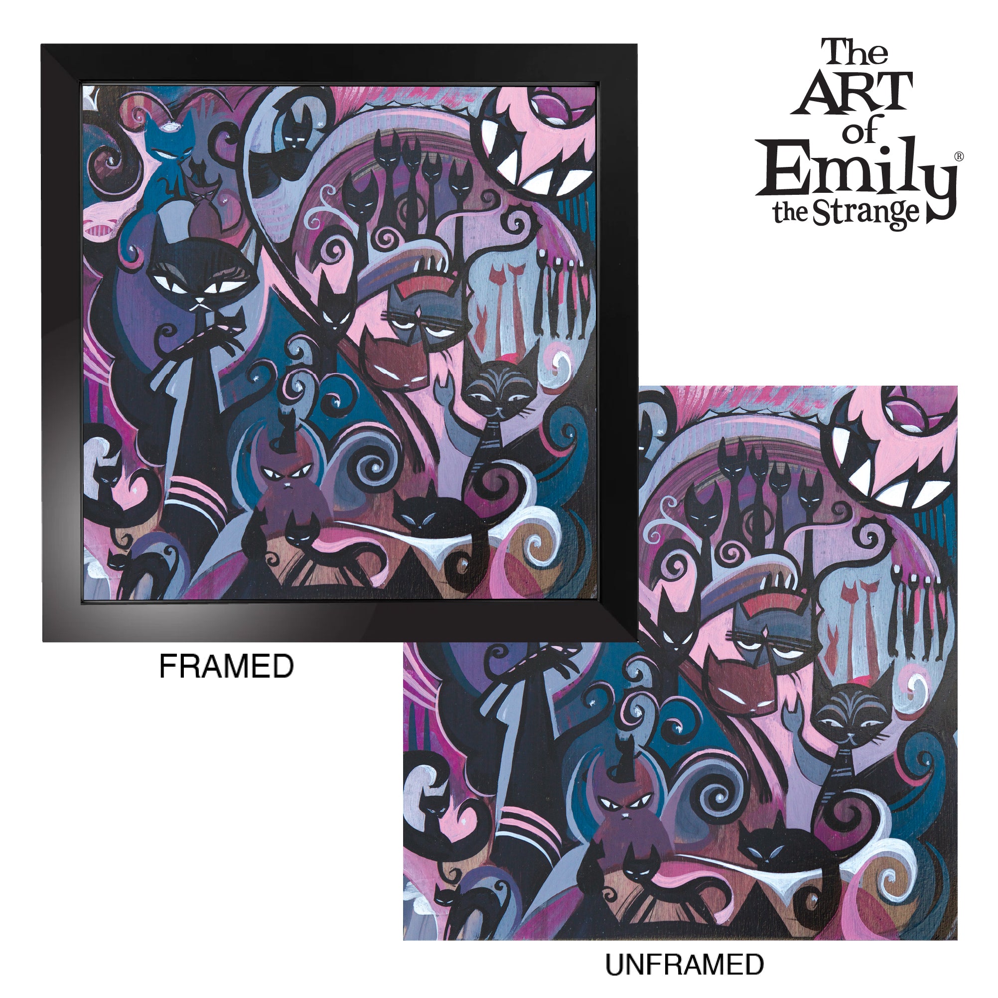 Cat Menagerie 12X12 Emily The Strange Art Print Framed or Unframed