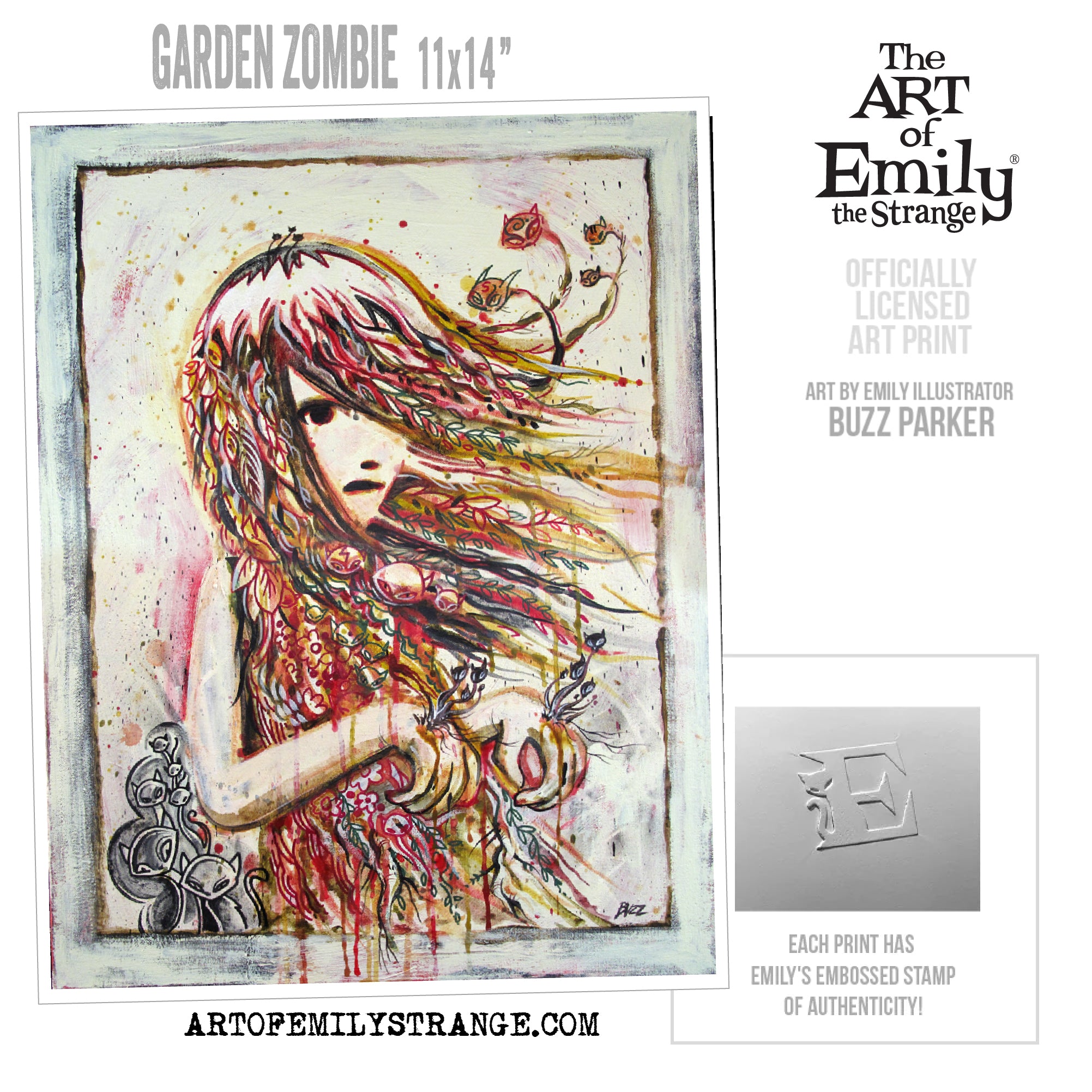 Garden Zombie 11X14 Emily The Strange Art Print Framed or Unframed