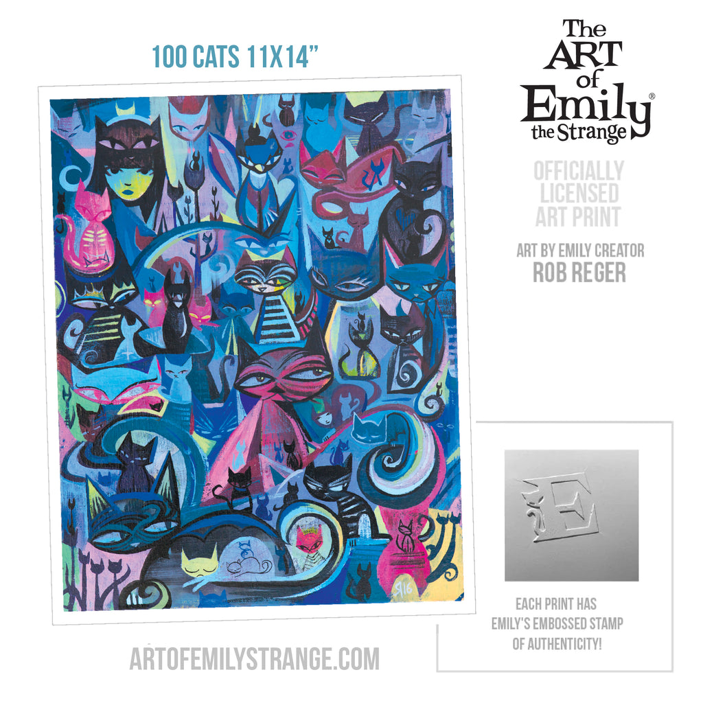 100 Cats 11X14 Emily The Strange Art Print Framed or Unframed